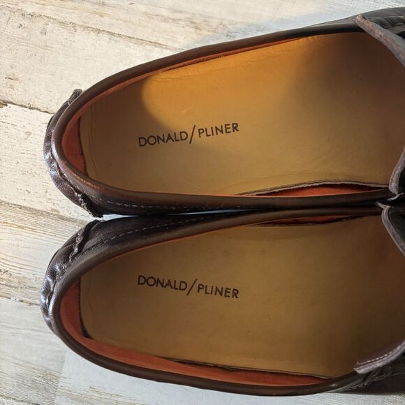 Donald Pliner Men’s 11 Victor Driver Loafers Shoes Brown Leather HorseBit Buckle - Picture 5 of 9